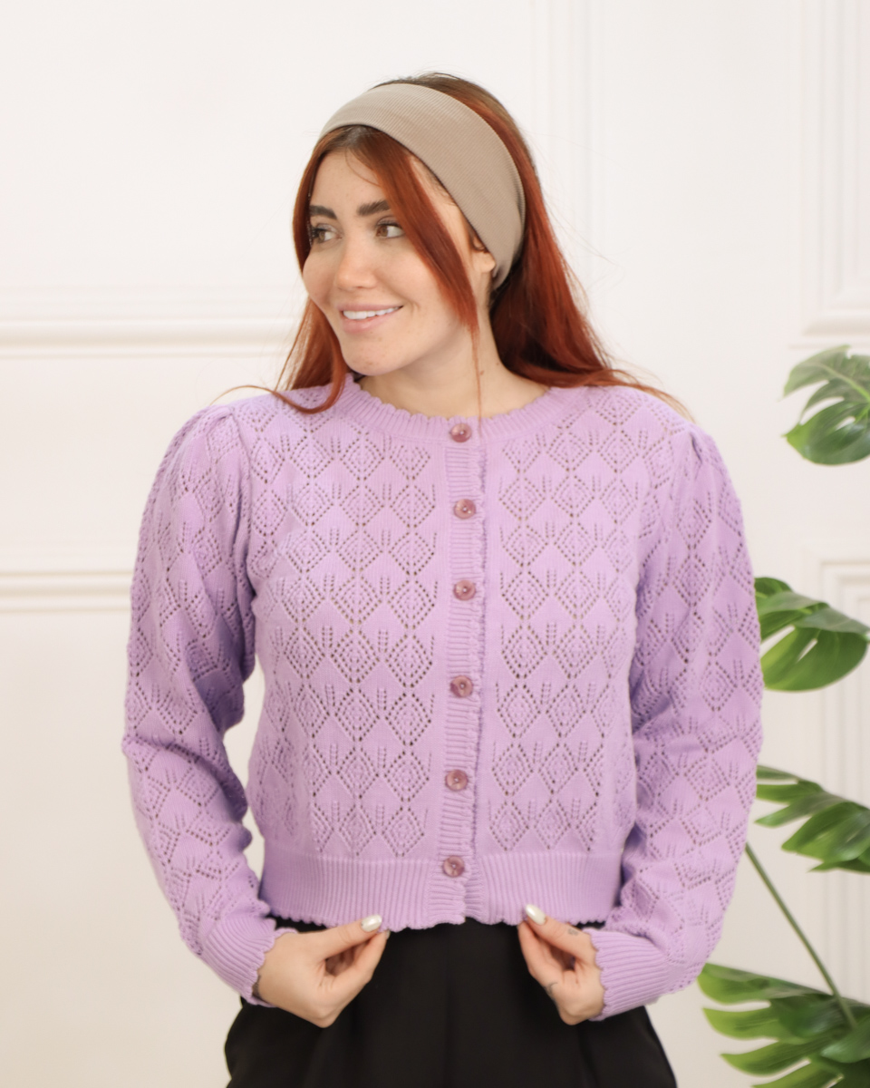 IMG_9610 بلوز بافت طرح لوزی دکمه دار زنانه 1371 - Image 1