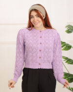 بلوز بافت طرح لوزی دکمه دار زنانه 1371 - Image 3