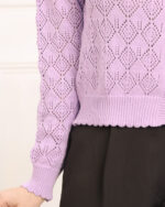 بلوز بافت طرح لوزی دکمه دار زنانه 1371 - Image 6