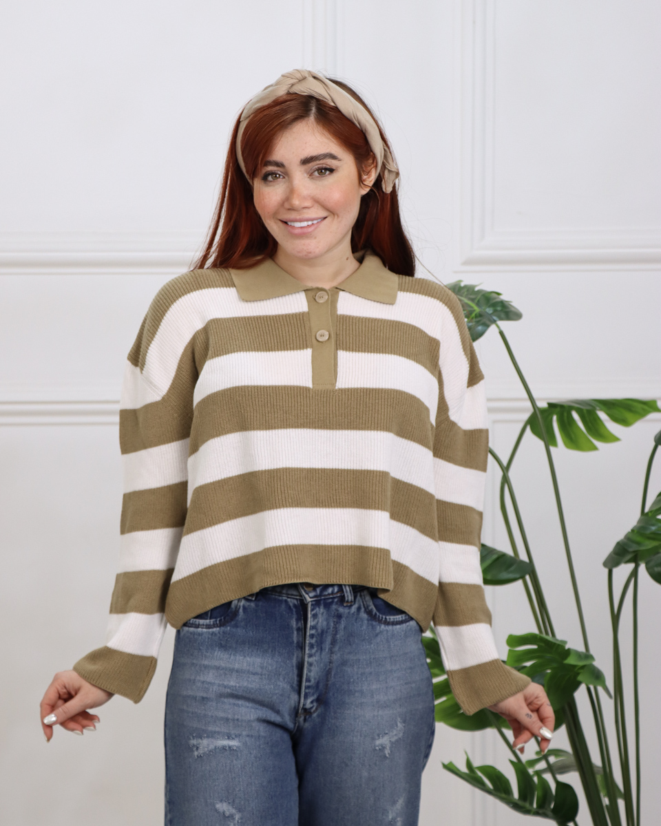 IMG_9657 بلوز رینگی یقه دار دو دکمه زنانه 1382 - Image 1