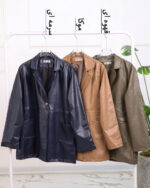 کت چرم تک دکمه زنانه 1378 - Image 4