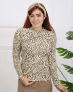 بلوز پلنگی پنبه یقه پنج سانت زنانه 1379