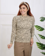 بلوز پلنگی پنبه یقه پنج سانت زنانه 1379 - Image 6