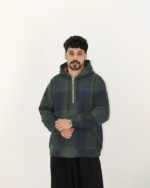 هودی پشمی نیم زیپ چهارخانه 1452