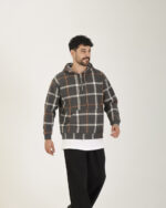 هودی پشمی نیم زیپ چهارخانه 1452 - Image 3