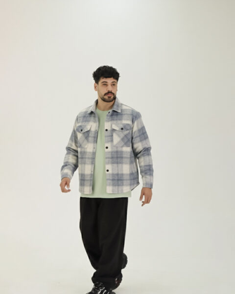 پیراهن کاپشنی آستر امبردی مردانه 1448