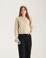 بلوز بافت طرح لوزی دکمه دار زنانه 1371 - Image 9