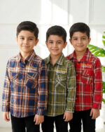 پیراهن آستین بلند چهارخانه بچه گانه 1361