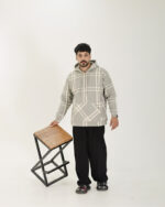 هودی پشمی نیم زیپ چهارخانه 1452 - Image 4