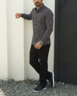 پیراهن آستین بلند راه راه مردانه 1455 - Image 2