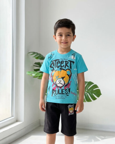 ست تیشرت وشلوار چاپی پسرانه 1430