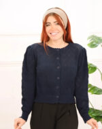 بلوز بافت طرح لوزی دکمه دار زنانه 1371 - Image 2