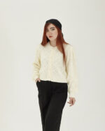 بلوز بافت طرح لوزی دکمه دار زنانه 1371 - Image 8