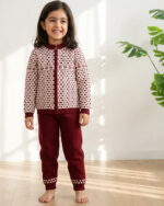 ست سوییشرت و شلوار بافت طرح قلب بچه گانه 1433