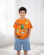 ست تیشرت وشلوارک  چاپی حروف 1346 - Image 2