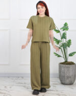 ست تیشرت و شلوار بافت ژاکارد زنانه کیمیا دو 1524