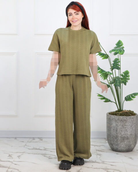 ست تیشرت و شلوار بافت ژاکارد زنانه کیمیا دو 1524