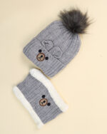 ست گردنی و کلاه داخل خز بچه گانه خرس 1522