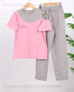 ست تیشرت پنبه ای و شلوار طرح قلب دخترانه 1510