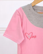 ست تیشرت پنبه ای و شلوار طرح قلب دخترانه 1510 - Image 3