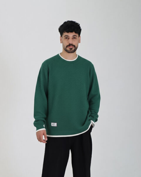 بلوز بافت آستین بلند بیسکوییتی مردانه 1464