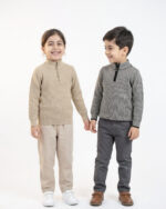 بلوز بافت نیم زیپ طرح دار بچه گانه 1476