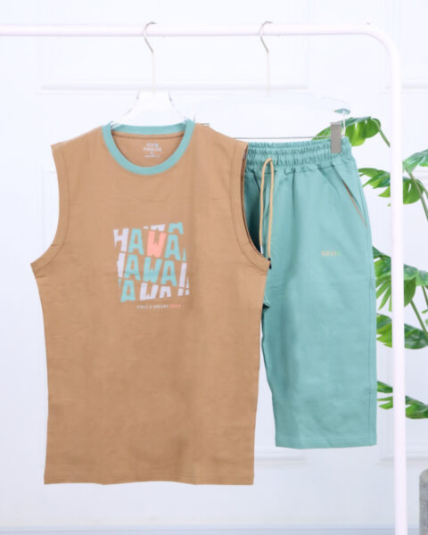 ست تاپ و شلوارک پنبه مردانه 1558