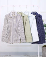 پیراهن لینن راه راه آستین بلند مردانه 1565 - Image 2