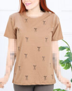 تی شرت یقه گرد آستین کوتاه پاپیون زنانه 1569