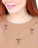 تی شرت یقه گرد آستین کوتاه پاپیون زنانه 1569 - Image 3