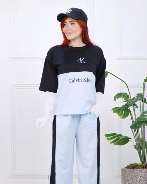 ست تیشرت و شلوار گلکسی چاپی ck زنانه 1595