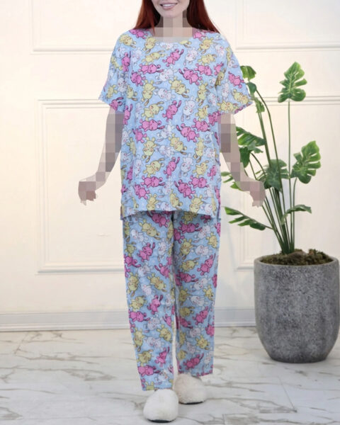 ست تی شرت و شلوار نخی زنانه 1640