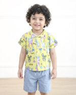 ست پيراهن نخی طرح دار و شلوارک بچگانه 1641 - Image 8