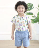 ست پيراهن نخی طرح دار و شلوارک بچگانه 1641 - Image 7