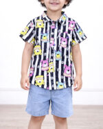 ست پيراهن نخی طرح دار و شلوارک بچگانه 1641 - Image 6