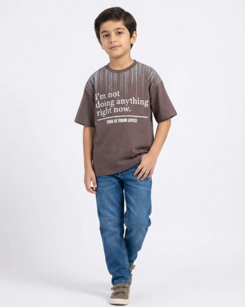 تی شرت یقه گرد آستین کوتاه دو رو چاپ بچگانه 1638