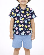 ست پيراهن نخی طرح دار و شلوارک بچگانه 1641 - Image 5