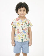 ست پيراهن نخی طرح دار و شلوارک بچگانه 1641 - Image 4