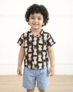 ست پيراهن نخی طرح دار و شلوارک بچگانه 1641 - Image 3