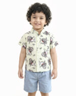 ست پيراهن نخی طرح دار و شلوارک بچگانه 1641 - Image 2