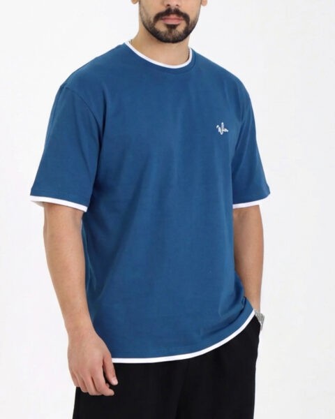 تی شرت آستین کوتاه پنبه ای نواردار مردانه 1589