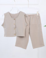 ست تاپ و شلوارک سه دکمه کبریتی زنانه 1668 - Image 3