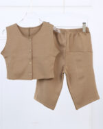 ست تاپ و شلوارک سه دکمه کبریتی زنانه 1668 - Image 2