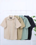 پیراهن لینن طرحدار آستین کوتاه مردانه 1709 - Image 2