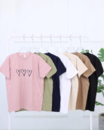 تیشرت یقه گرد چاپی طرح قلب 1737 - Image 2