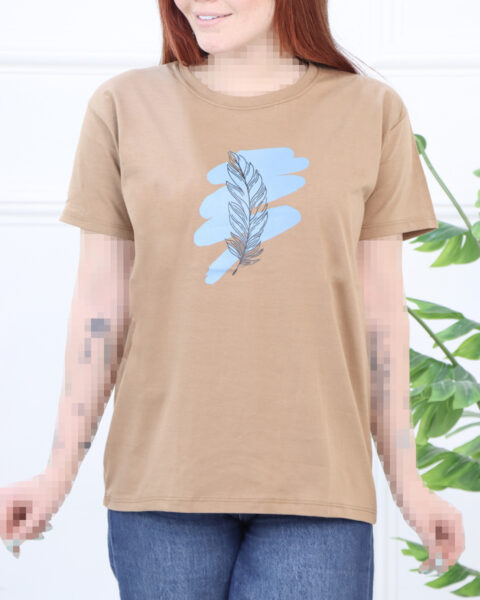 تیشرت یقه گرد چاپی طرح برگ 1738