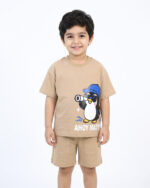 ست تیشرت و شلوارک چاپی پنگوئن 1714