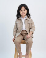 ست سه تکه پیراهن و کت و شلوار کتان بچه گانه 1702