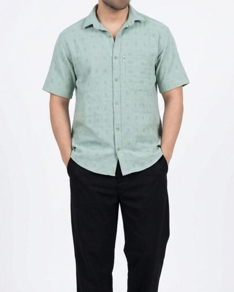 پیراهن لینن طرحدار آستین کوتاه مردانه 1709