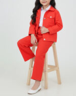 ست سه تکه پیراهن و کت و شلوار کتان بچه گانه 1702 - Image 2